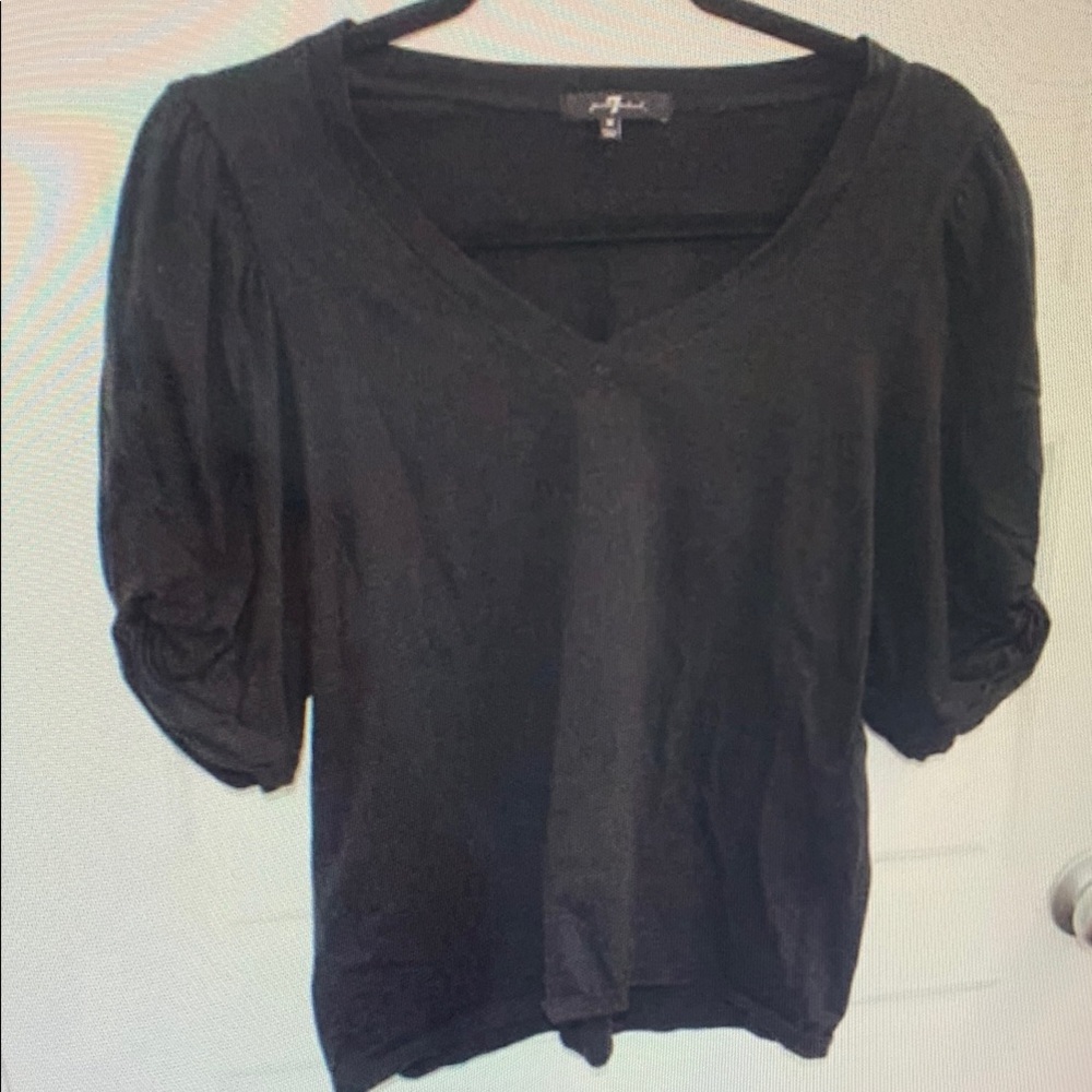 Black V-Neck Women's Top